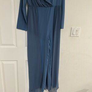 Elegant Blue Long Sleeve Dress